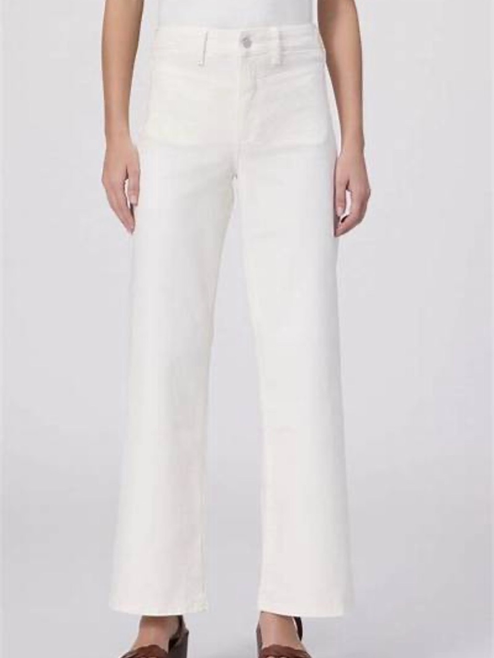 PAIGE Anessa Tonal Ecru Wide-Leg Jeans 31" inseam 24